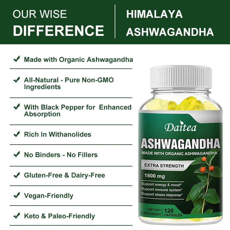 Ashwagandha Extra Strength 1800 Mg Stress and Mood Support