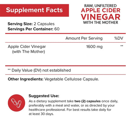 Premium Apple Cider Vinegar Capsules 1600 Mg