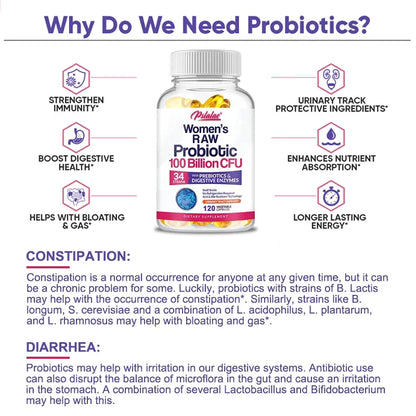 100 Billion Natural Organic Probiotics CFU Digestive Enzyme Cranberry